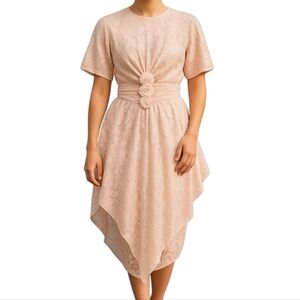 Vintage baby pink lace 80s dress